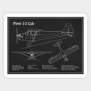 Piper J-3 Cub - Airplane Blueprint - PD Magnet